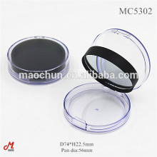 Round clear cap and base compact powder case